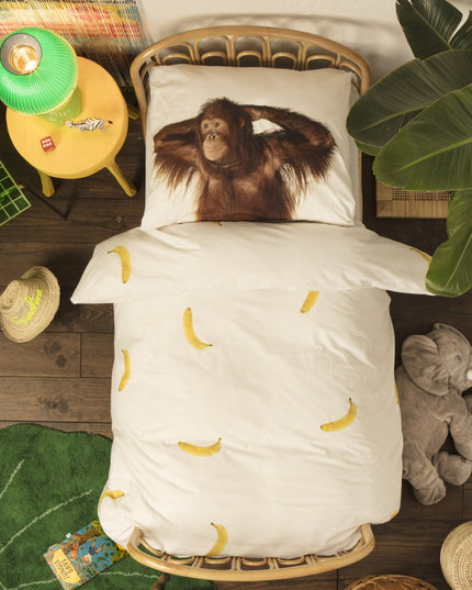 SNURK Banana Monkey Dekbedovertrek Wit Monkey Foto 20211