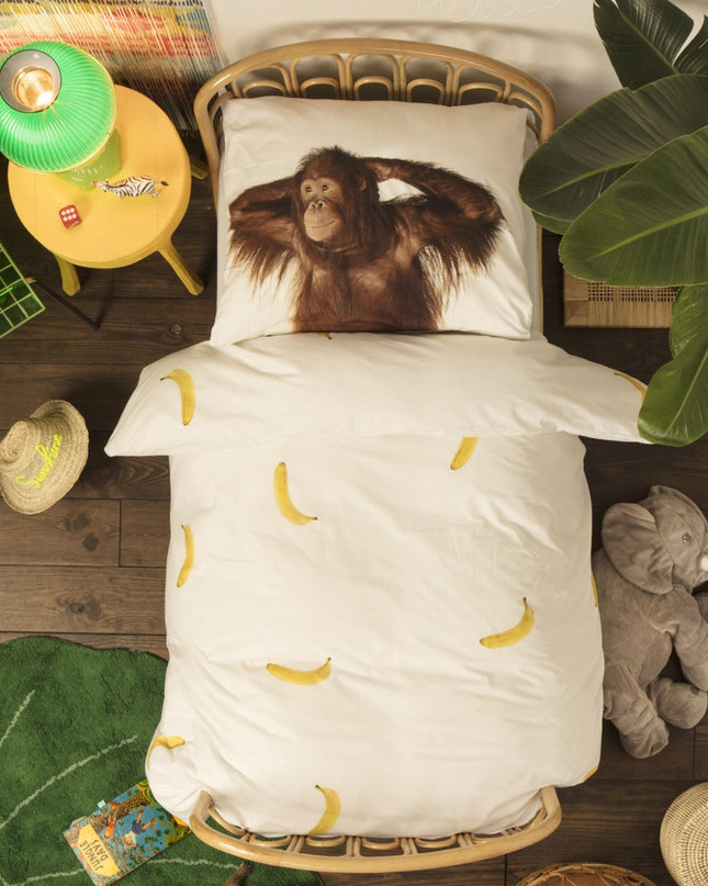 SNURK Banana Monkey Dekbedovertrek Wit Monkey Foto 20211