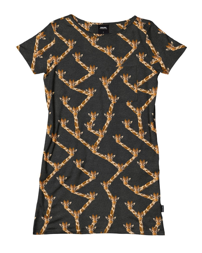 SNURK Giraffe Black T-shirt Dress Dames Foto 14949