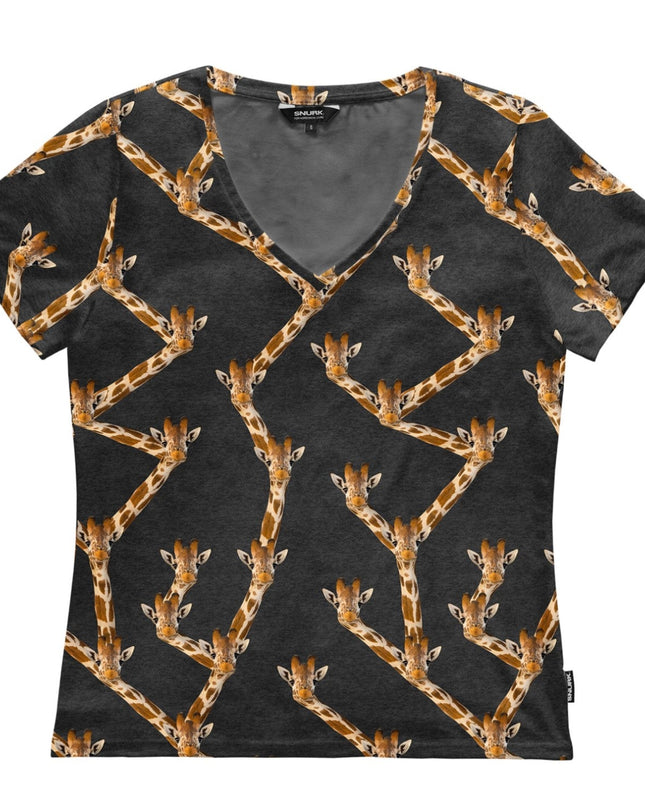 SNURK Giraffe Black V-hals T-shirt Dames Foto 15088