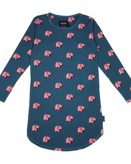 SNURK Pink Elephant Long Sleeve Dress Kinderen Foto 21378
