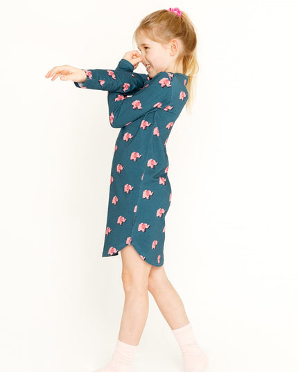 SNURK Pink Elephant Long Sleeve Dress Kinderen Foto 21379