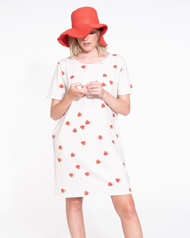SNURK Strawberries T-shirt Dress Dames Foto 14932