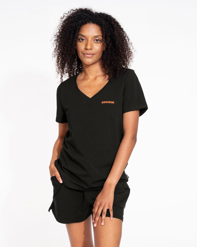 SNURK Uni Black V-halsT-shirt Dames Foto 15079